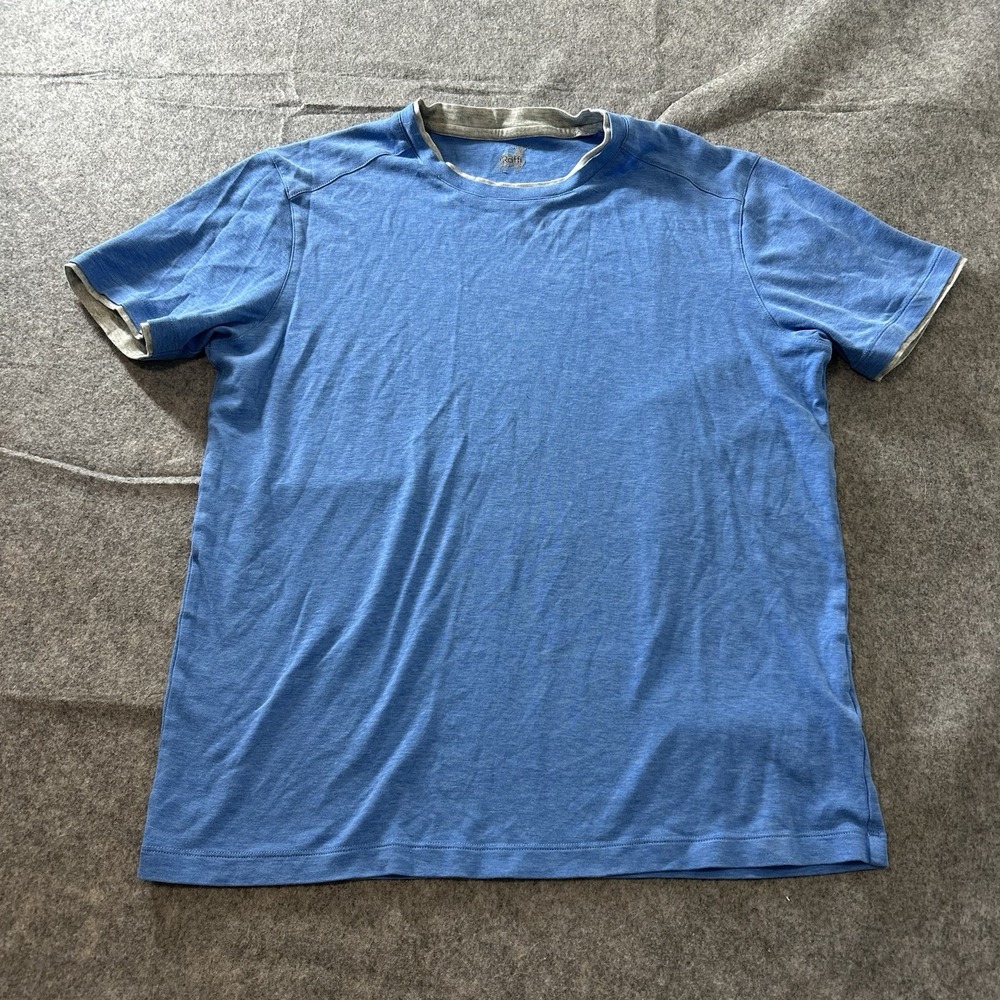 Raffi Shirt Mens Small Crew Neck Blue Cotton Tee Flaw